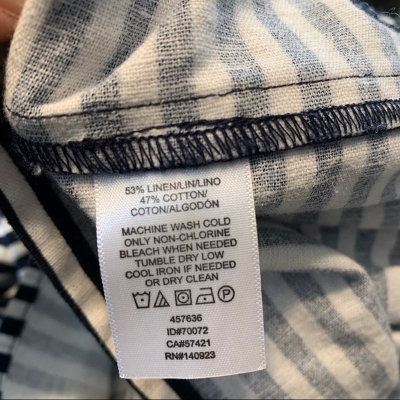 The Loft | NWT Black White Linen Cotton Striped Peplum Ruffle 1 Button Blazer S - Picture 7 of 9